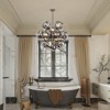 PAKOKULA Modern Sputnik 25-Light Silver Bubble Cluster Chandelier with Smoky Gray Hammered Glass Shades - 4 of 4