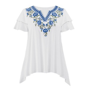 Collections Etc Sharkbite Double Sleeve Tunic - 1 of 4