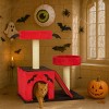 FURNIinspire Pet Tower Gothic Cat Tree Tower Halloween Pet Furniture Cute Cat Toys House with Condo, Scratching Posts, Red, 25.6"*17.7"*27.5" - 4 of 4