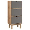 vidaXL Shoe Cabinet OTTA with 3 Drawers Brown&Gray Solid Wood Pine - 2 of 4