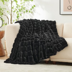 Cozy Bliss Plush Faux Fur Blanket, Ultra Soft Throw - 1 of 4