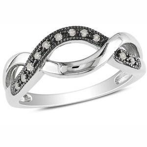 Infinity Black Ring Womens Sterling Silver Cubic Zirconia Ginger Lyne Collection - 1 of 4