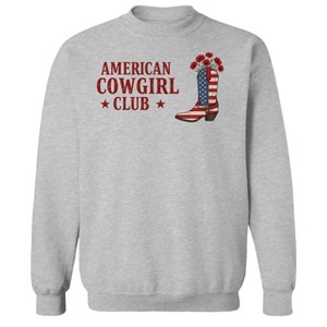Rerun Island Men's American Cowgirl Club Americana 4Th Of July Long Sleeve Graphic Cotton Pullover Sweatshirt - 1 of 4