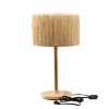 Solid Wood 21" Small Bedside Lamp,LED Nightstand Lamps, Vintage Desk Reading Lamp With In-Line Switch Control And Grass Made-Up Lampshade-The Pop Home - 4 of 4