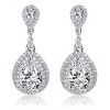 Guili Sterling Silver Drop Earrings with Clear Pear, Marquise, and Round Cubic Zirconia and a Double Halo, an Opulent and Graceful Addition - 3 of 3