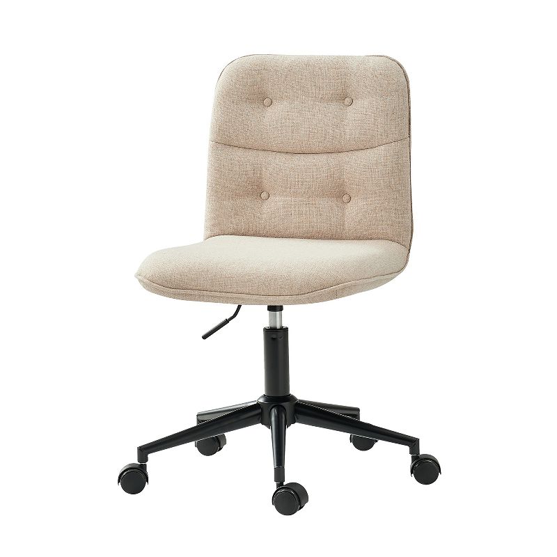Andy Mid-century Modern Upholstered Armless Swivel Task Chair with Tufted Back |Artful Living Design, 1 of 11