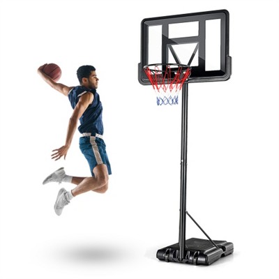 YONWAY Portable Basketball Hoop Outdoor, 4.25FT-10FT Height Adjustable Basketball Goal, Shatterproof Backboard, Built-in Wheels, Basketball Stand