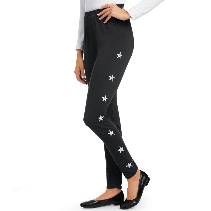 Collections Etc Star Embroidered Leggings, 1 of 5