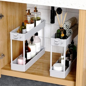 Hachikiko 4 Tier Slim Rolling Storage Cart - Narrow Bathroom Organizer Mobile Shelving Unit with Brake Wheels & Side Hoops - 1 of 4