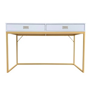 Alma Office Desk Light Blue - ACEssentials: Brass Hardware, Scratch-Resistant Surface, MDF & Steel - 1 of 4