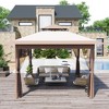 11 x 11 Feet Outdoor Gazeb with Mosquito Netting Outdoor Canopy Shelter with Double Roof - 2 of 4