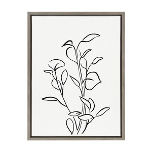 Kate and Laurel Sylvie Botanical Sketch Print No 2 Framed Canvas by The Creative Bunch Studio, 18x24, Gray - 1 of 4