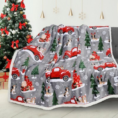 Catalonia Christmas Throw Blanket, Xmas Theme Throws, Plush Fleece Holiday Gift Couch Blanket | Soft, Comfy, Cozy, Fluffy, Warm | 50x60 inch,Truck