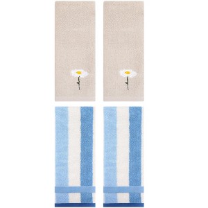 REGALWOVEN 4 Pcs Cotton Bathroom Soft Absorbent Cotton Hand Towels - 1 of 4