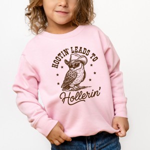 The Juniper Shop Hootin' Leads To Hollerin' Owl Toddler Sweatshirt - 5/6T - Pink - 1 of 4
