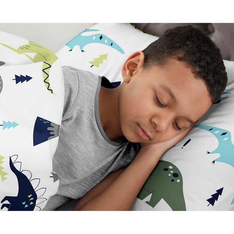 3pc Mod Dinosaur Full/Queen Kids&#39; Comforter Bedding Set Blue and Green - Sweet Jojo Designs, 5 of 8