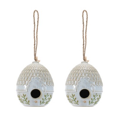 Ornate Porcelain Birdhouse (Set of 2)