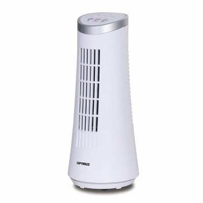 Optimus 12 Inch Desktop Ultra Slim Oscillating Tower Fan, LED