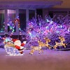 Rudolph  Rudolph L2D PreLit Yard Art Sleigh w Reindeer, Purple - 2 of 4