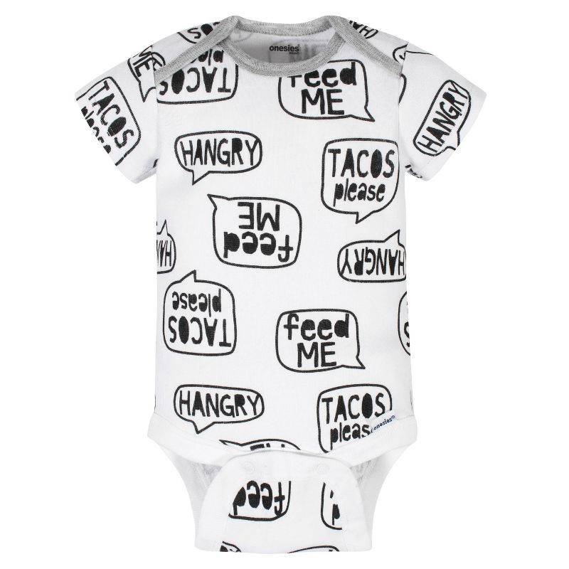 Onesies Brand Baby Boys' Short Sleeve Bodysuits, 8-pack, Hungry, 5 of 10