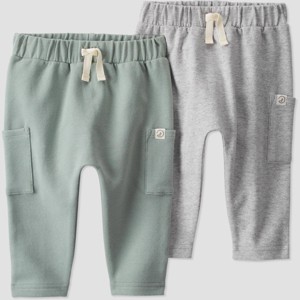 Little Planet by Carter's Organic Baby Boys' 2pk Jogger Pants - Gray/Green - 1 of 3