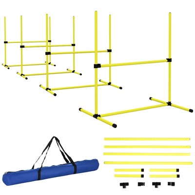 PawHut Dog Agility Starter Kit with Adjustable Height Jump Bars, Included Carry Bag, & Displacing Top Bar