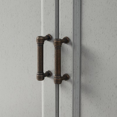 Distressed Gray Modern Farmhouse Entertainment Center with Cabinet