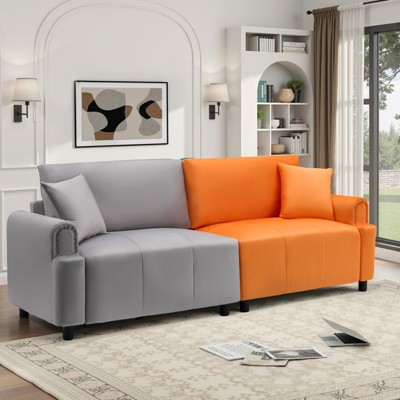 Buenhomino Modern Velvet Loveseat Couch for Small Spaces, Mid Century Modern Sofa Couch with Solid Wood Legs for Bedroom,Living Room, Apartment