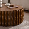 Drum Fluted Round Coffee Table Mid Century Circle Center Coffee Table with Sturdy Pedestal for Bedroom Apartment Living Room Farmhouse-The Pop Home - 4 of 4