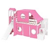 TIRAMISUBEST Twin/Full Size Loft Bed with Tent, Slide and Tower, Castle Style Wooden Loft Bedframe with Storage Staircase and Shelves - 3 of 4