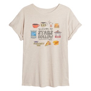 Women's - Gilmore Girls - Stars Hollow Grid Oversized Graphic T-Shirt - 1 of 4