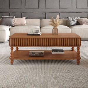 GDFStudio Harlo Mid-Century Modern Rectangular Wooden Lift-Top Coffee Table with Storage - 1 of 4