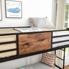 SeaCamel ‌Vintage Brown Twin-over-Twin Metal Bunk Bed - Heavy Duty, Space-Saving Design with Double Safety Guard Rails - 4 of 4