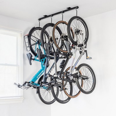 Teal and Black Adjustable Ceiling Mounted Bike Storage Rack