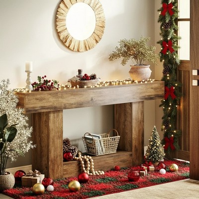 Resenkos Entryway Table, Console Sofa Table,63" Wood Console Table, Farmhouse 2-Tier Sofa Table Entryway Table,Rustic