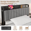 Industrial Platform Bed Frame with Storage Drawer,  Bed with Upholstered Headboard and Charging Station - 4 of 4