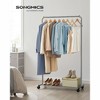 SONGMICS 110 lb Load Capacity Clothes Rack with Wheels Garment Rack with Storage Shelf Clothing Rack for Bedroom 2 Brakes Steel Frame - 2 of 4