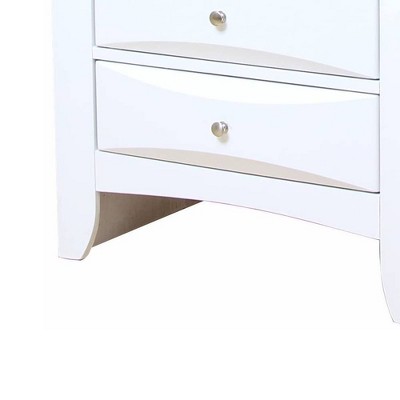 Elegant White 2-Drawer Nightstand with Beveled Fronts - 26"x25"