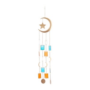41" Iron Contemporary Moon and Star Windchime Gold/Blue/Orange - Olivia & May - 1 of 4