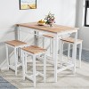 CAVINAS Bar Table and Bar Stools Set of 3, 2 Dining Benches and 1 Dining Table, Counter Height Table Chair Set for Kitchen, Dining Room - 2 of 4
