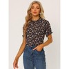 INSPIRE CHIC Women's Ruffled Short Sleeve Floral Mock Neck Summer Top - 2 of 4