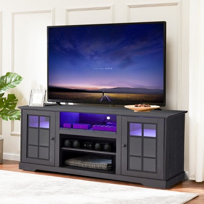 EROMMY Tv Stand With Tempered Glass Door For Tvs Up To 65"