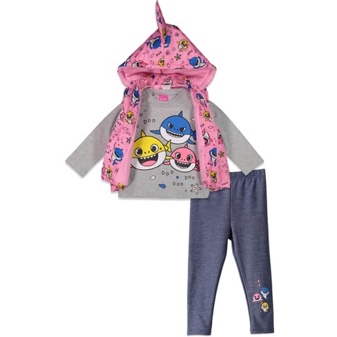 Pinkfong Baby Shark Daddy Shark Mommy Shark Baby Shark Baby Girls Vest  T-shirt And Pants 3 Piece Outfit Set Infant : Target