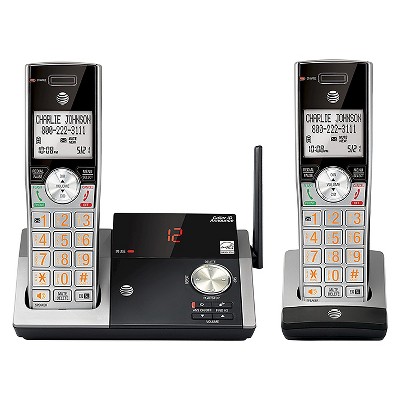 AT&T CL82215 DECT 6.0 Expandable Cordless Phone with Answering System and Caller ID, Silver/Black, 2 Handsets