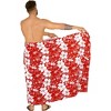 LA LEELA Men's Sarong Bath Swim Pareo Aloha Wrap One Size Red - 2 of 4