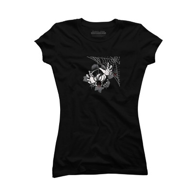 Junior's Design By Humans Halloween theme T-shirt.Spider web By bambino T-Shirt