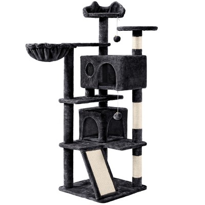 Yaheetech 57"H Plush Cat Tree Condo for Kittens/Small Cats