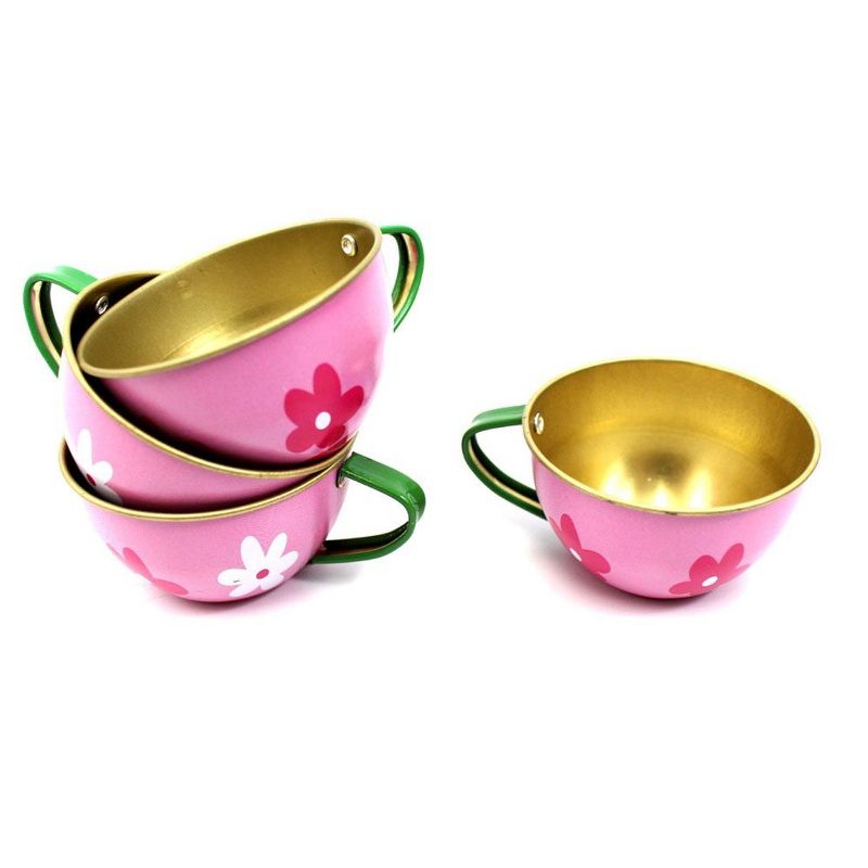Insten 14 Piece Pink Tea Set for Girls, Teacups Pretend Playset, Toy Kitchen Accessories, 5 of 6