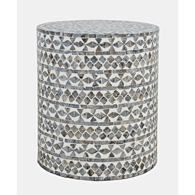 Jofran,Global Archive Small Terrazzo Handcrafted Capiz Shell Accent Table- Brown Color