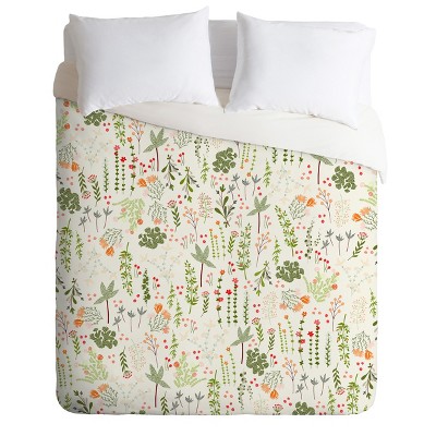 Bramble Garden Sage Sateen Duvet Cover